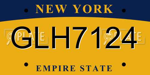 GLH7124 New York License Plate