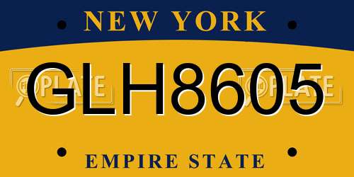 GLH8605 New York License Plate