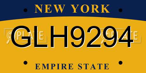 GLH9294 New York License Plate