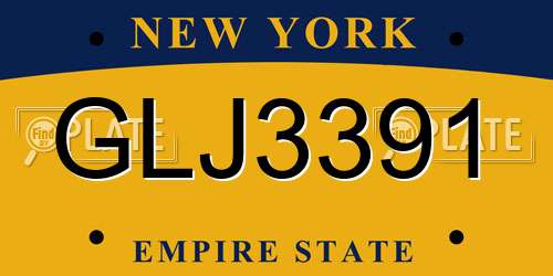 GLJ3391 New York License Plate