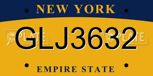 GLJ3632 New York License Plate