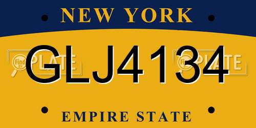 GLJ4134 New York License Plate