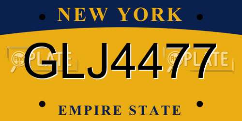 GLJ4477 New York License Plate