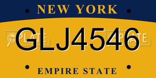 GLJ4546 New York License Plate