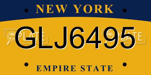 GLJ6495 New York License Plate