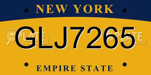 GLJ7265 New York License Plate