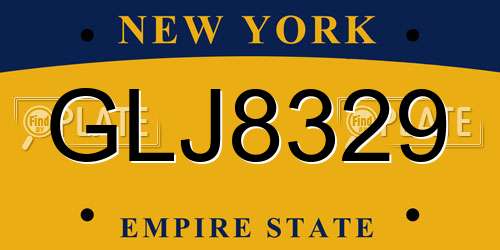 GLJ8329 New York License Plate