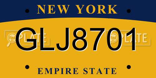 GLJ8701 New York License Plate