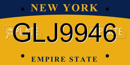 GLJ9946 New York License Plate