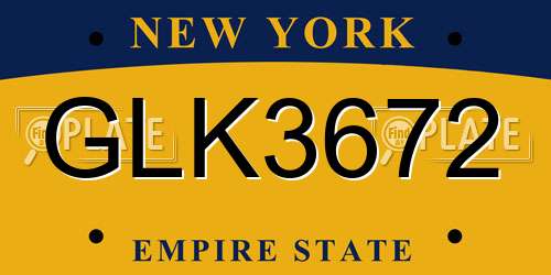 GLK3672 New York License Plate