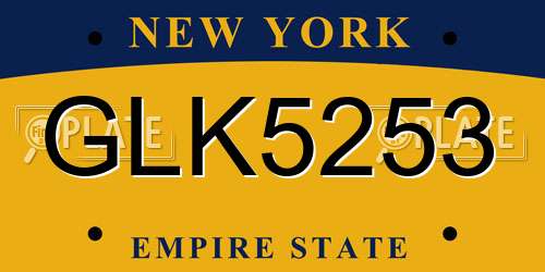 GLK5253 New York License Plate