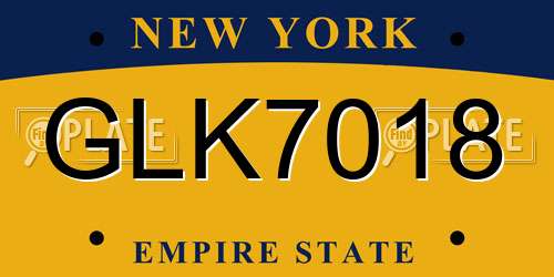 GLK7018 New York License Plate