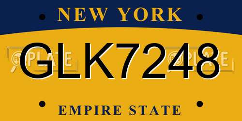 GLK7248 New York License Plate