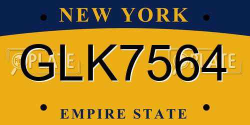 GLK7564 New York License Plate
