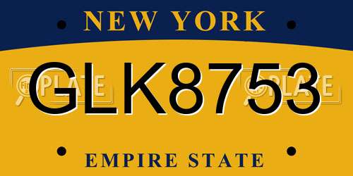 GLK8753 New York License Plate