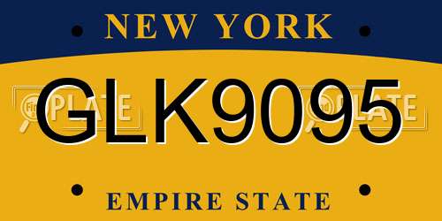 GLK9095 New York License Plate