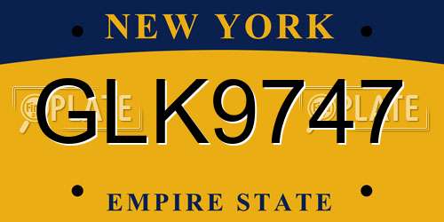 GLK9747 New York License Plate