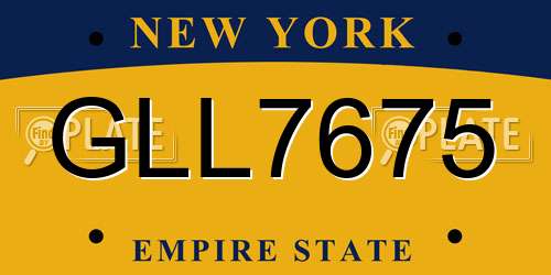 GLL7675 New York License Plate