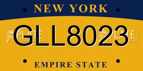 GLL8023 New York License Plate