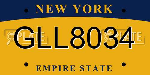 GLL8034 New York License Plate