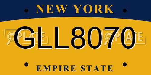 GLL8070 New York License Plate