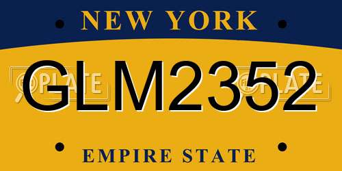 GLM2352 New York License Plate