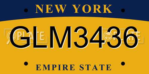 GLM3436 New York License Plate