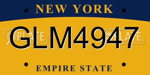 GLM4947 New York License Plate