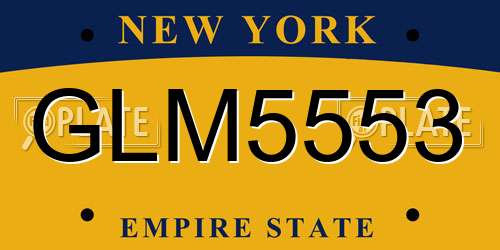 GLM5553 New York License Plate