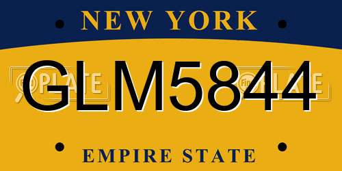 GLM5844 New York License Plate