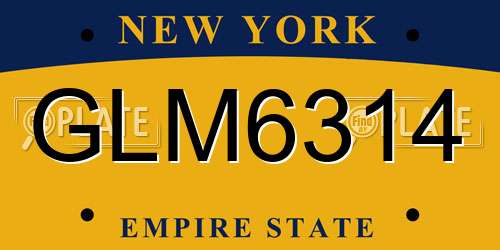 GLM6314 New York License Plate
