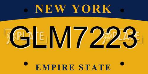 GLM7223 New York License Plate