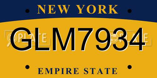 GLM7934 New York License Plate