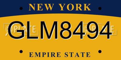 GLM8494 New York License Plate