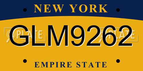 GLM9262 New York License Plate