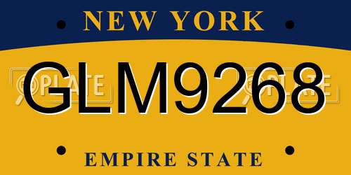 GLM9268 New York License Plate