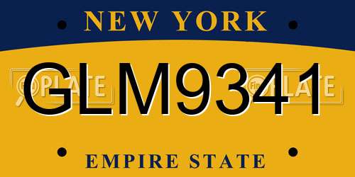 GLM9341 New York License Plate