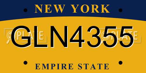 GLN4355 New York License Plate