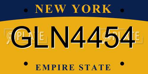 GLN4454 New York License Plate