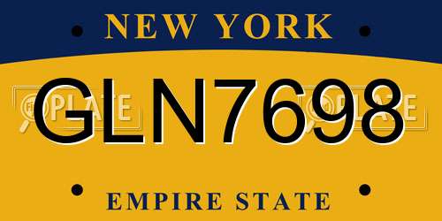 GLN7698 New York License Plate