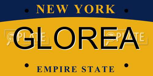 GLOREA New York License Plate