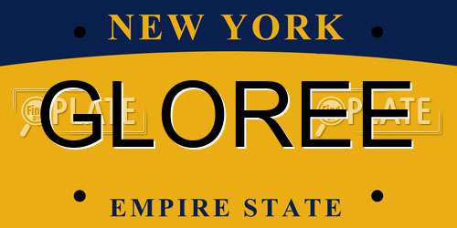 GLOREE New York License Plate
