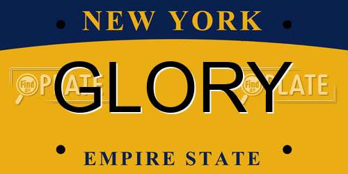 GLORY New York License Plate