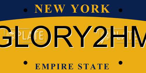 GLORY2HM New York License Plate