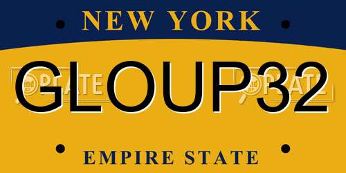 GLOUP32 New York License Plate