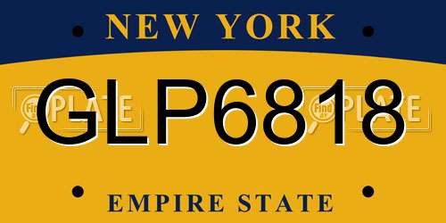 GLP6818 New York License Plate