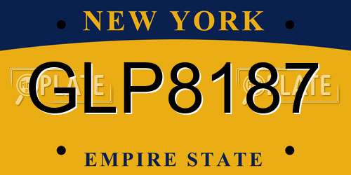 GLP8187 New York License Plate