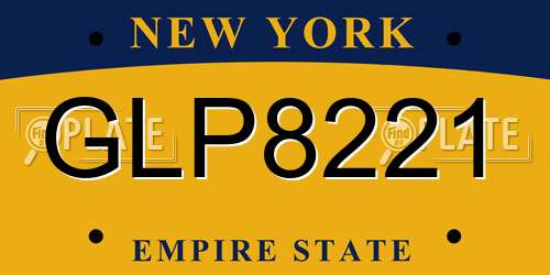 GLP8221 New York License Plate