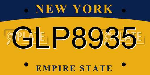 GLP8935 New York License Plate