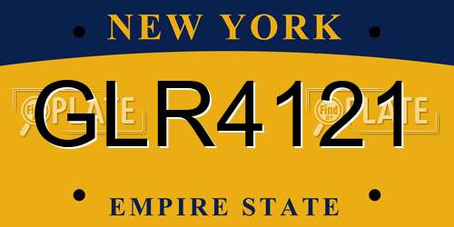 GLR4121 New York License Plate